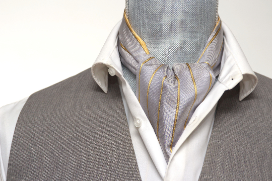 Yellow Grey Reversible Silk Ascot