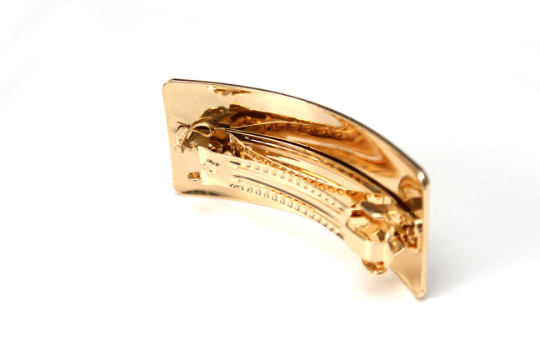Silver Gold Semicircle Metallic Automatic Barrette