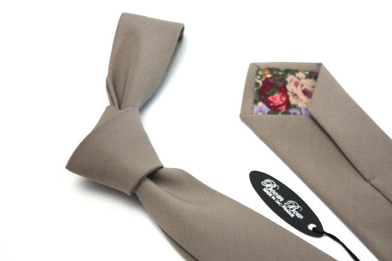 Grey Brown Wool Necktie