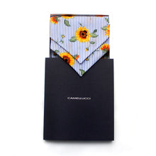 Load image into Gallery viewer, Sunflower Blue Striped Cotton Ascot
