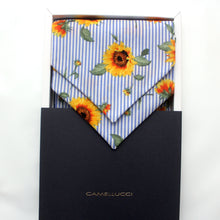 Load image into Gallery viewer, Sunflower Blue Striped Cotton Ascot
